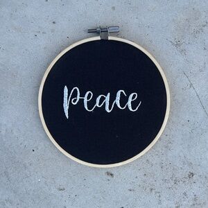 Black Embroidered Peace Wall Art